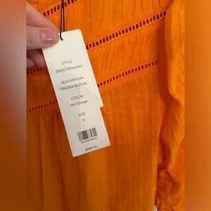 Veronica beard orange puff sleeve blouse . New with tags
